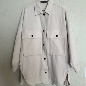 Zara oversized beige wool jacket